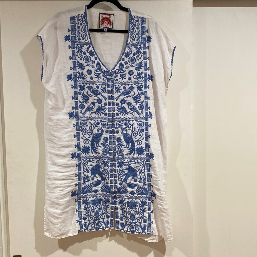 Johnny Was Harriet Linen Mini Tunic Dress